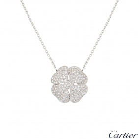 Cartier White Gold Diamond Clover 2001 Necklace
